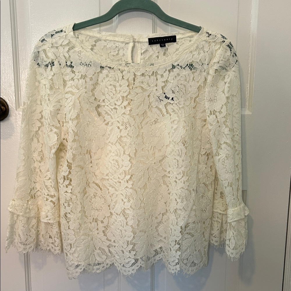 Sanctuary Ivory Floral Lace Blouse